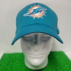 Miami Dolphins Hat New Era 39thirty L-XL Football Fitted Cap Mesh Stretch Fit